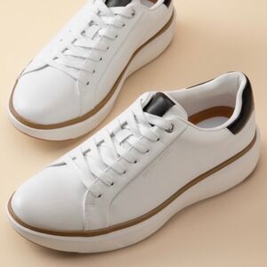 Bruno Marc Mens Smart Casual Sneakers White Vegan Leather Platform Sz 8